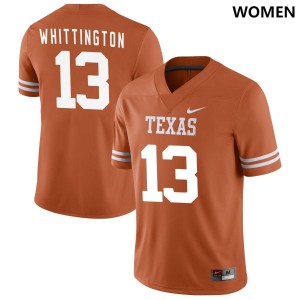Texas Orange Jordan Whittington Womens #13 Texas Jersey 203906-152