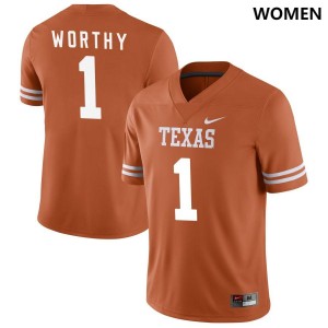Texas Orange Xavier Worthy Women #1 Texas Jersey 862030-172