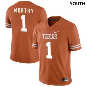 Texas Orange Xavier Worthy Youth #1 Texas Jersey 116185-726