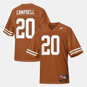 Orange Youth #20 College Football Earl Campbell Texas Jersey 732117-404